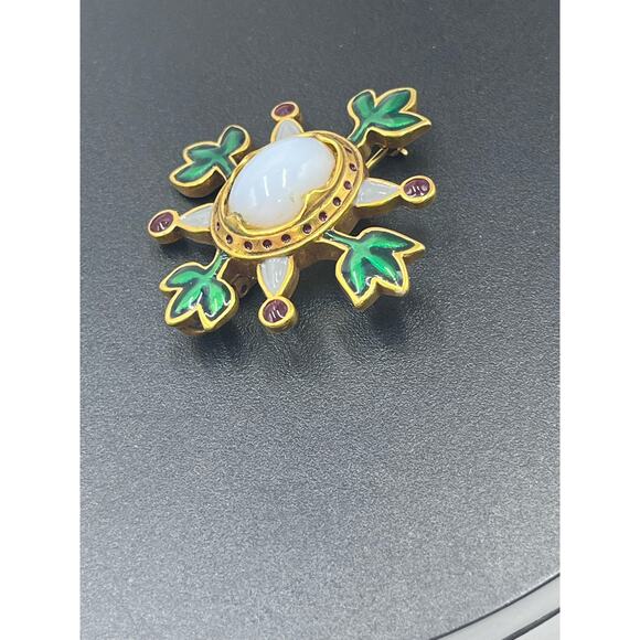 MMA PML Gold Plate Enamel Faux Pearl Pin / Pendant Metropolitan Museum of Art - Picture 9 of 9